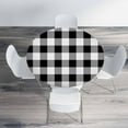 thumbnail image 4 of Checkered Round Table Cloth Black White Geometric Square Abstract Rustic Buffalo Plaid Elastic Edged Table Cover Fade and Stain Resistant Table Cloths Easy to Clean Fits Tables 40-44" Diameter, 4 of 4