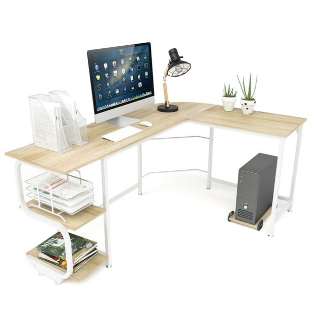 Teraves Reversible LShaped Wood Computer Desk with S Shaped