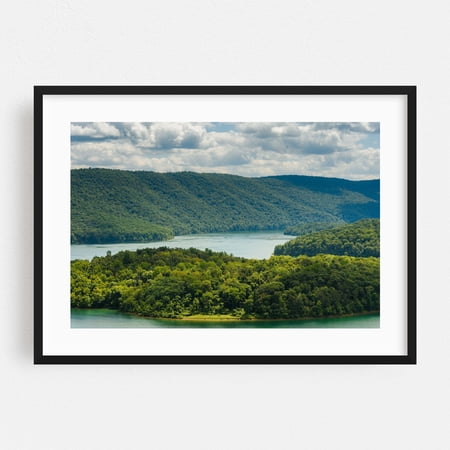 Hawns Overlook, Raystown Lake 03 - Pennsylvania Photography Nature Landscape Forest Scenic Mountain Water Rural Black Framed Wall Art Print 5 x 7 inches