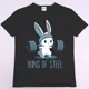 thumbnail image 2 of Camiseta de cuello redondo para hombre, divertida, de manga corta, informal, de gran tamaño, con texto en inglés "Buns of steel Rabbit Fitness Gym Rat Bodybuilding", 2 of 5