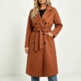 thumbnail image 2 of Enjoytime Trench Coat Women Lapel Double Breasted Long Overcoat with Belt Long Sleeve Trendy Casual Fashion Fall Winter Outerwear, 2 of 7