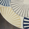 thumbnail image 2 of HomeRoots 545324 8 ft. Round Geometric Power Loom Area Rug, Blue & Ivory, 2 of 9