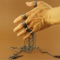 thumbnail image 1 of Anime Hunter X Hunter Kurapika 5 Rings Chains Punk Style Black Steel Ring Long Bracelet, 1 of 8