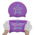 thumbnail image 5 of Gorro de natación de silicona con patrón de estrella morado, 1 pieza, 5 of 5