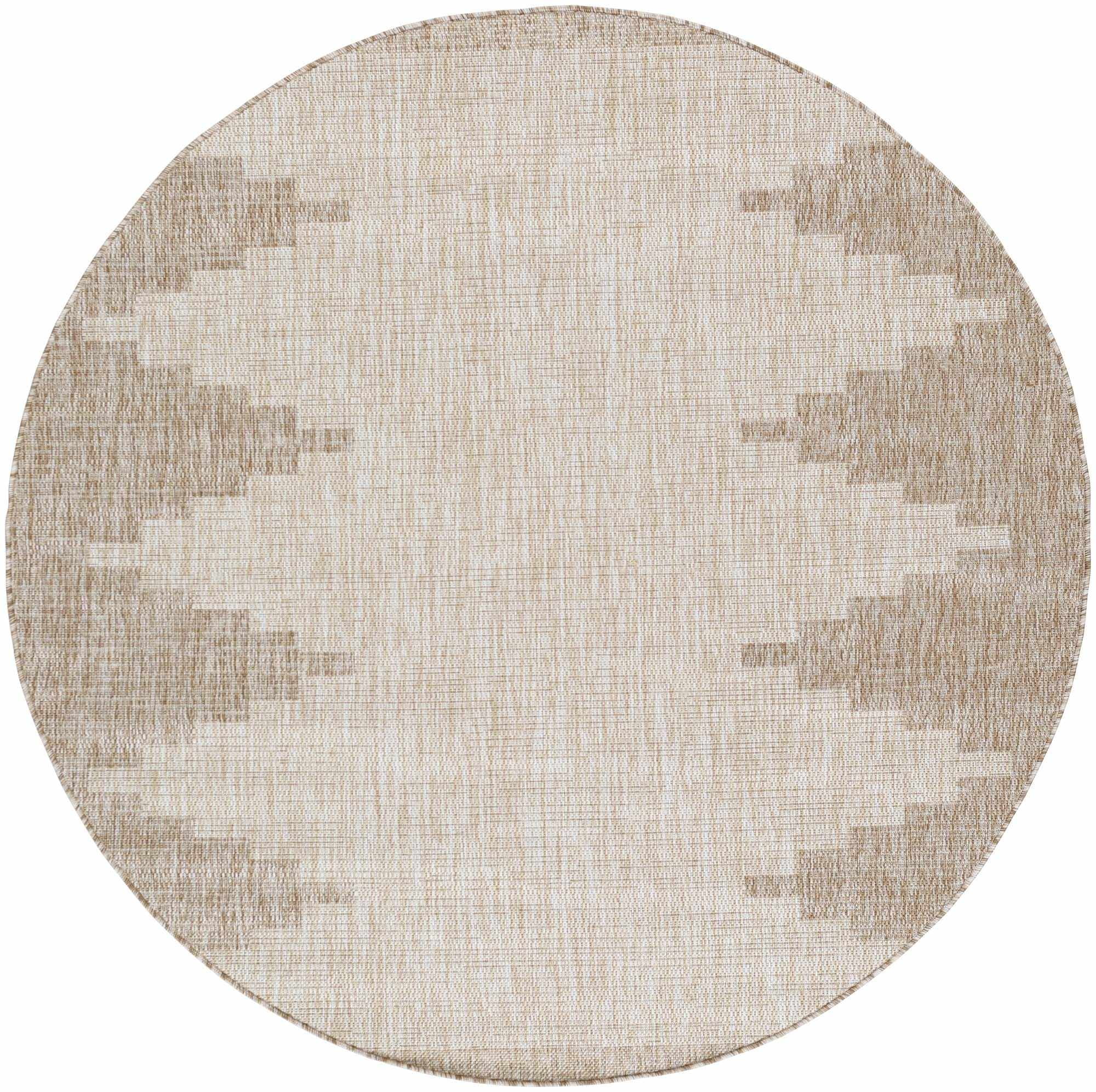 Hauteloom Djugun Outdoor Area Rug - Outside Porch Patio Rug Carpet - No Pile Rug - Waterproof Rug - Geometric - Brown, Cream, Beige - 4'3" x 5'11"