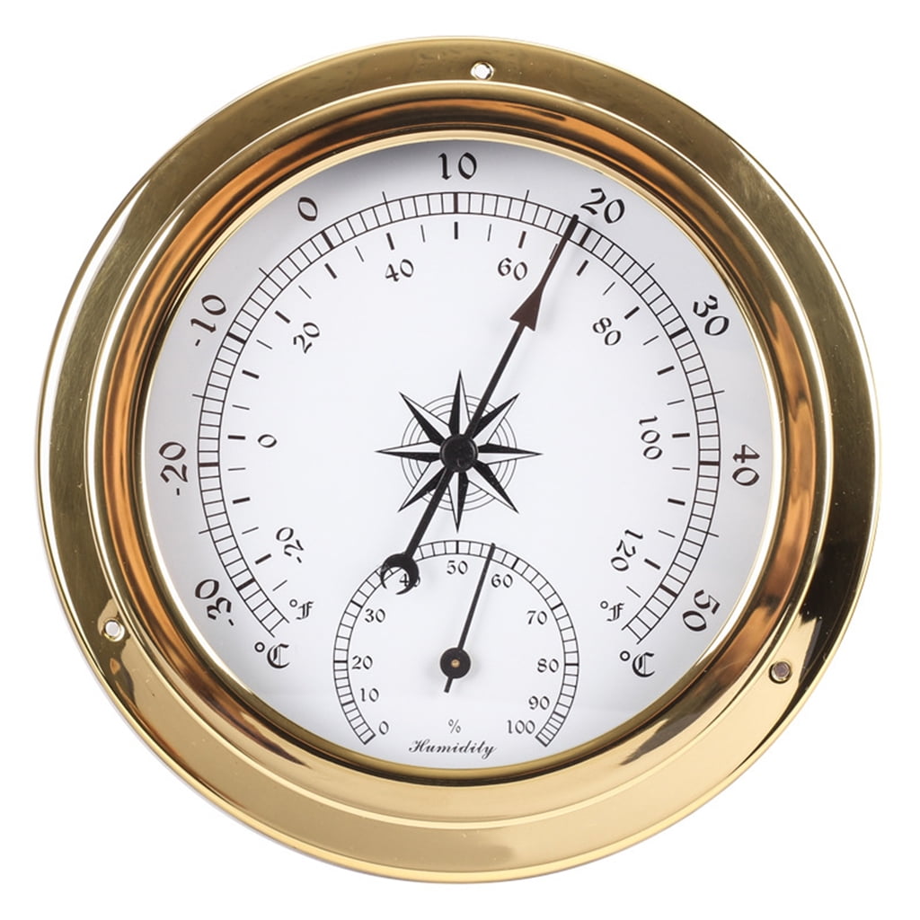 145mm Wall Mounted Thermometer Hygrometer Barometer Watch Tidal Clock Weather Station Copper for Shell Indoor Outdoor