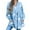 Sky Blue, variant on jsaierl Women's Fashion Casual Hooded Pocket Five-pointed Star Cardigan Plush Stitching Jacket Coat