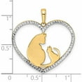 thumbnail image 4 of 14K Yellow & Rhodium And White Diamond-Cut Cat Kitten In Heart Pendant (28.2 X 28) Made Peru -Jewelry By Sweet Pea, 4 of 7