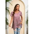 thumbnail image 4 of ENMAIN Blouses for Women Short Sleeve Tunic Tops Plus Size Dressy Casual Summer Shirt Red Paisley XL, 4 of 8