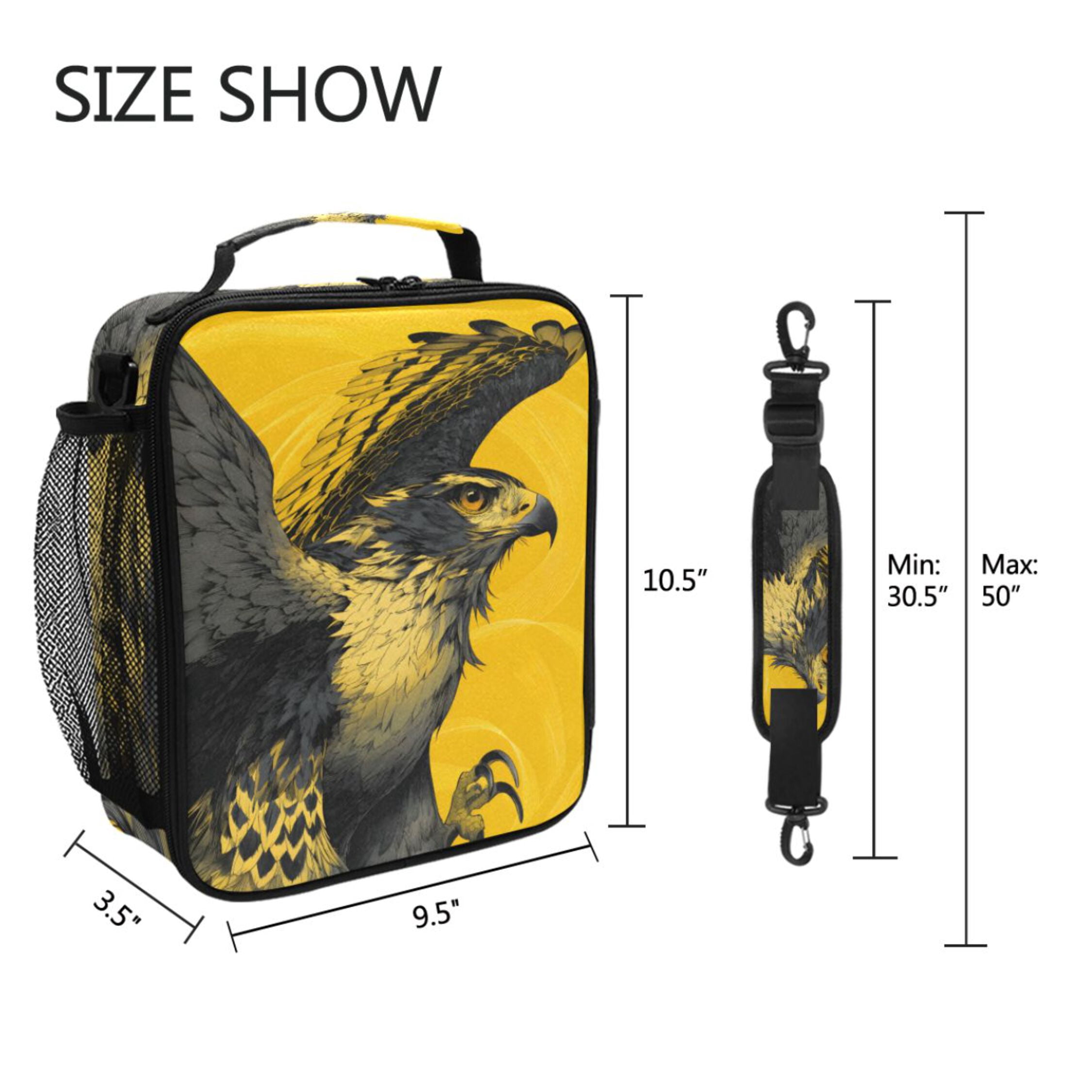 ALAZA Cool Eagle Lunch Box Insulated Cooler Lunch Bag with Shoulder Strap Meal Prep Tote
