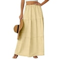thumbnail image 6 of Hvyesh Cotton Linen Skirt for Women Smock Layered Tiered Maxi Skirt High Waisted A Line Flowy Skirts with Pockets, 6 of 9