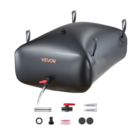VEVOR Water Storage Bladder, 87.2 Gal Collapsible Water Storage Bag, Wear-Resistant 1000D PVC Soft Waters Bag, Leakproof Camping Tank Containers for Garden Irrigation RV Emergency Use, Black
