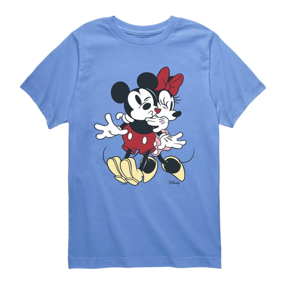Disney - Mickey Minnie Kiss - Youth Boys Short Sleeve Graphic T-Shirt