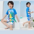 thumbnail image 6 of ITSAME Boys Split Swimsuit 3-Piece, Quick-Dry Print Top and Swim Trunks with Swim Hat Summer Fashion Surfing Swimwear Gray 2-3T, 6 of 7