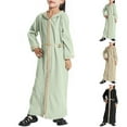 thumbnail image 6 of ZACPNCV Kids Girls Long Sleeve Hooded Maxi Dress Dubai Islamic Dress Casual Dress Black 12-13 Years, 6 of 6