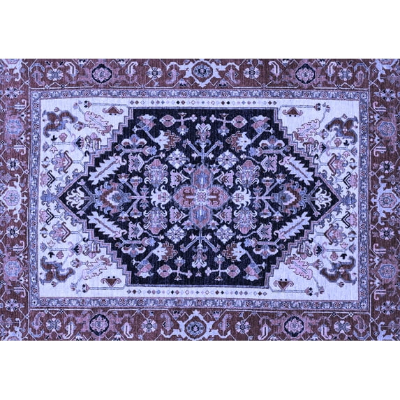 Ahgly Company Machine Washable Indoor Rectangle Abstract Blue Modern Area Rugs, 3' x 5'
