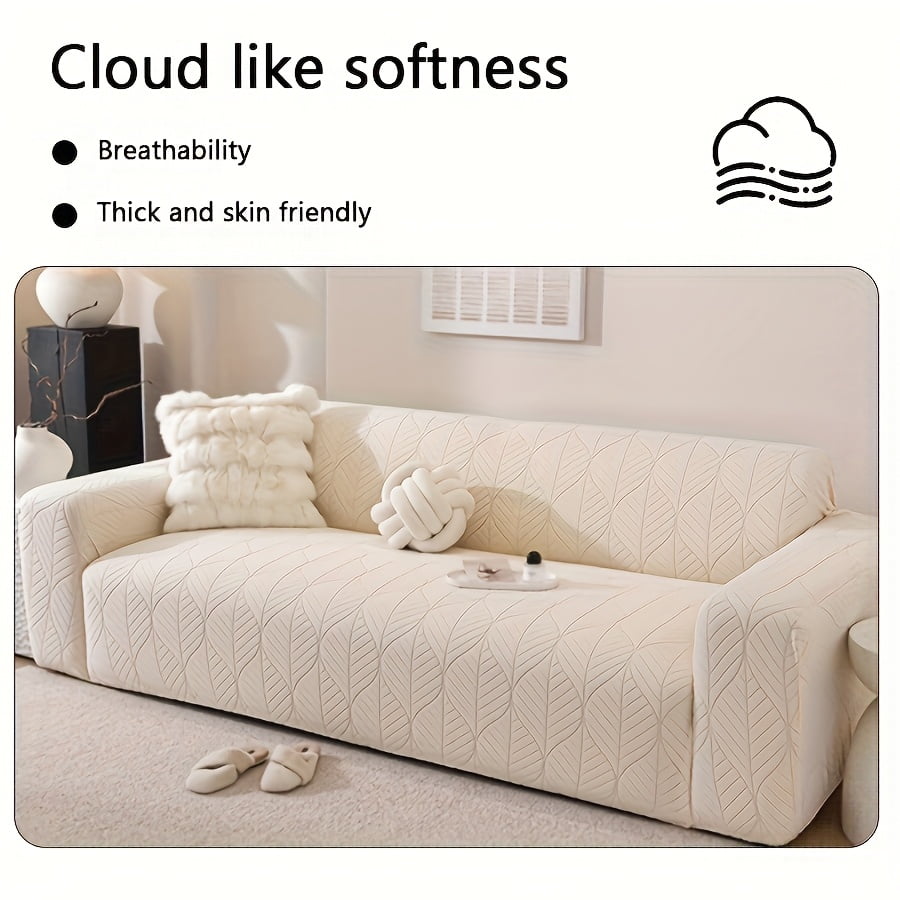 1PC Luxurious Jacquard Stretch Sofa Slipcover, Pet-Friendly Hairproof & Anti-Slip, All-Season Furniture Cover for Couch, Loveseat, Armchair, Sectional, Easy to Install & Wash