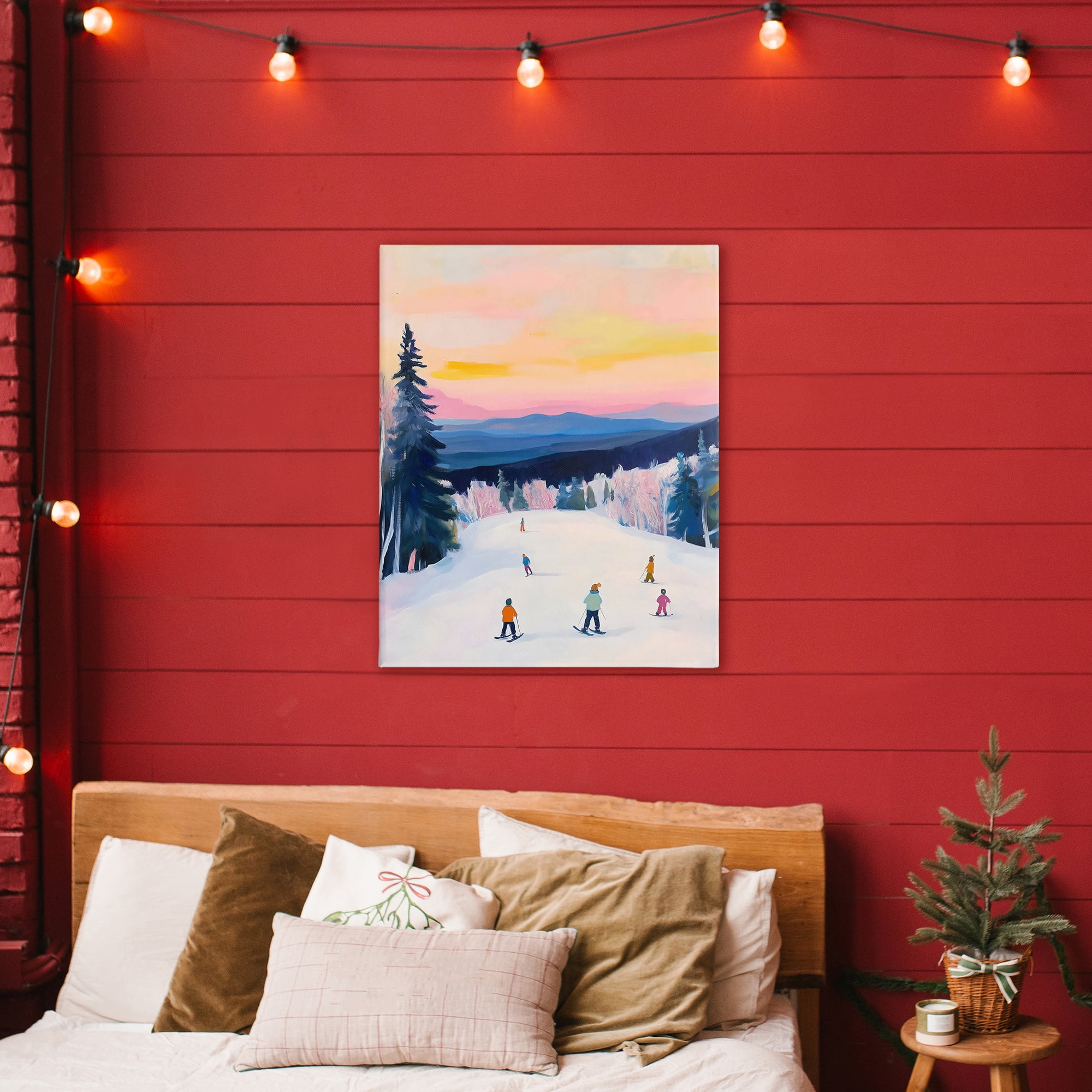 Stupell Industries Snowy Mountain Skiers at Sunset Canvas Wall Art, design by The Prints Vibe