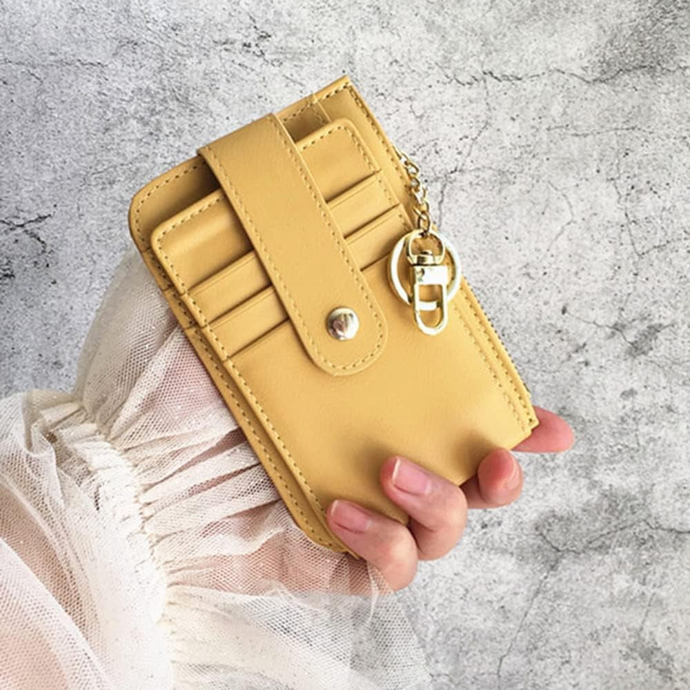 Junsice Yellow Women s Leather Credit Card Case With Coin Compartment Coin Purse Purse Card Holder For Men And Women