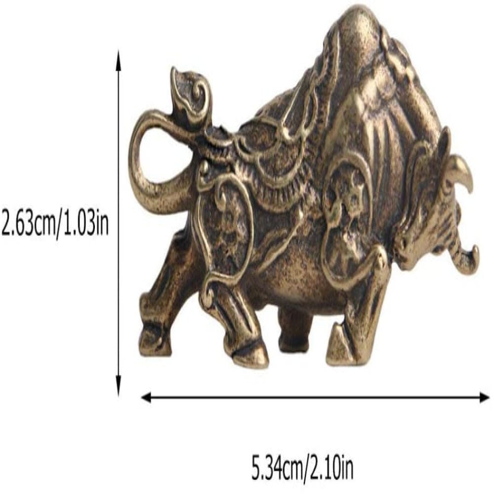 Healifty 2pcs Mini Copper Bull Figurines Ox Statue Miniature Bronze Bull Tea Pet Chinese Zodiac Year of The Ox Sculpture for Good Luck Wealth