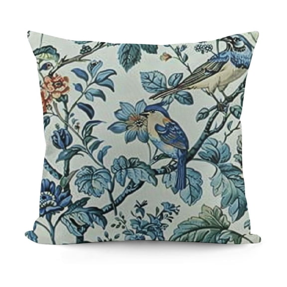 YINGXI Pillow Cover, Bule Birds Flowers Decorations Throw Pillow Cover Blue and White Outdoor Decorative Cushion Case for Couch Sofa Home 12x12in