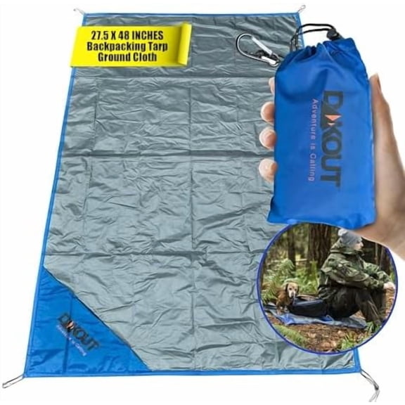 Ultralight Backpacking Tarp Ground Cloth 2.7 oz Waterproof Mini Pocket Blanket 27.5 x 48 Inches Compact Packable Groundsheet Hiking Gear for Two Pouch and Carabiner by$$Sport & Recreation Other