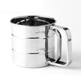 thumbnail image 3 of Silver. Semi-automatic hand-pressed stainless steel flour sieve (large), 3 of 14