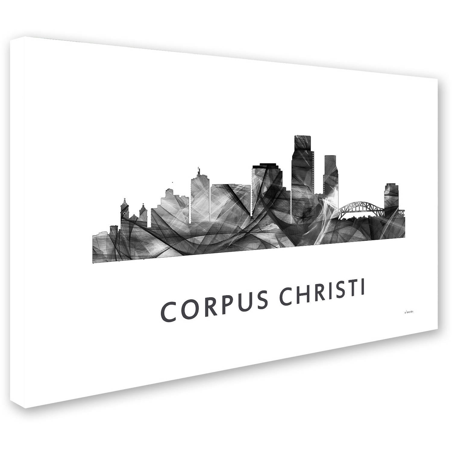 Trademark Fine Art 'Corpus Christi Texas Skyline WB-BW' Canvas Art by Marlene Watson