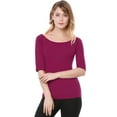 thumbnail image 3 of DARING DIVA Women's Slim Fit Pullover Boat Neck Stretchable T-Shirt 3XL Fuchsia, 3 of 6