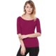 thumbnail image 3 of Camiseta Suave de media manga Allegra K para Mujer Fucsia M, 3 of 6