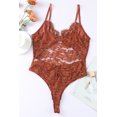 thumbnail image 2 of ABPHQTO Body de mujer con tirantes finos de encaje floral marrón con espalda recortada, 2 of 5