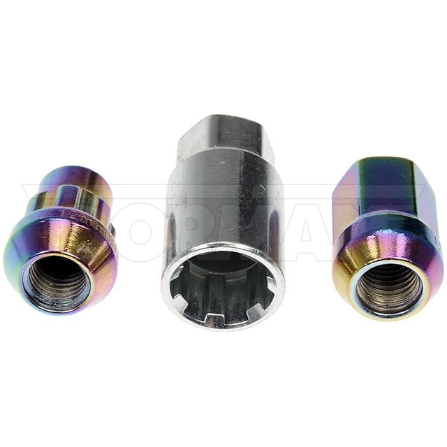 Dorman Écrou de Crantage 713-375G AutoGrade; Remplacement OE; Taille de Filetage M12-1.50; Longueur Totale 32.46 Millimètres; Taille Hexagonale 19 Millimètres; Siège Conique 60 Degrés; Filetage Main Droite; Arc-en-Ciel/néo-Chrome