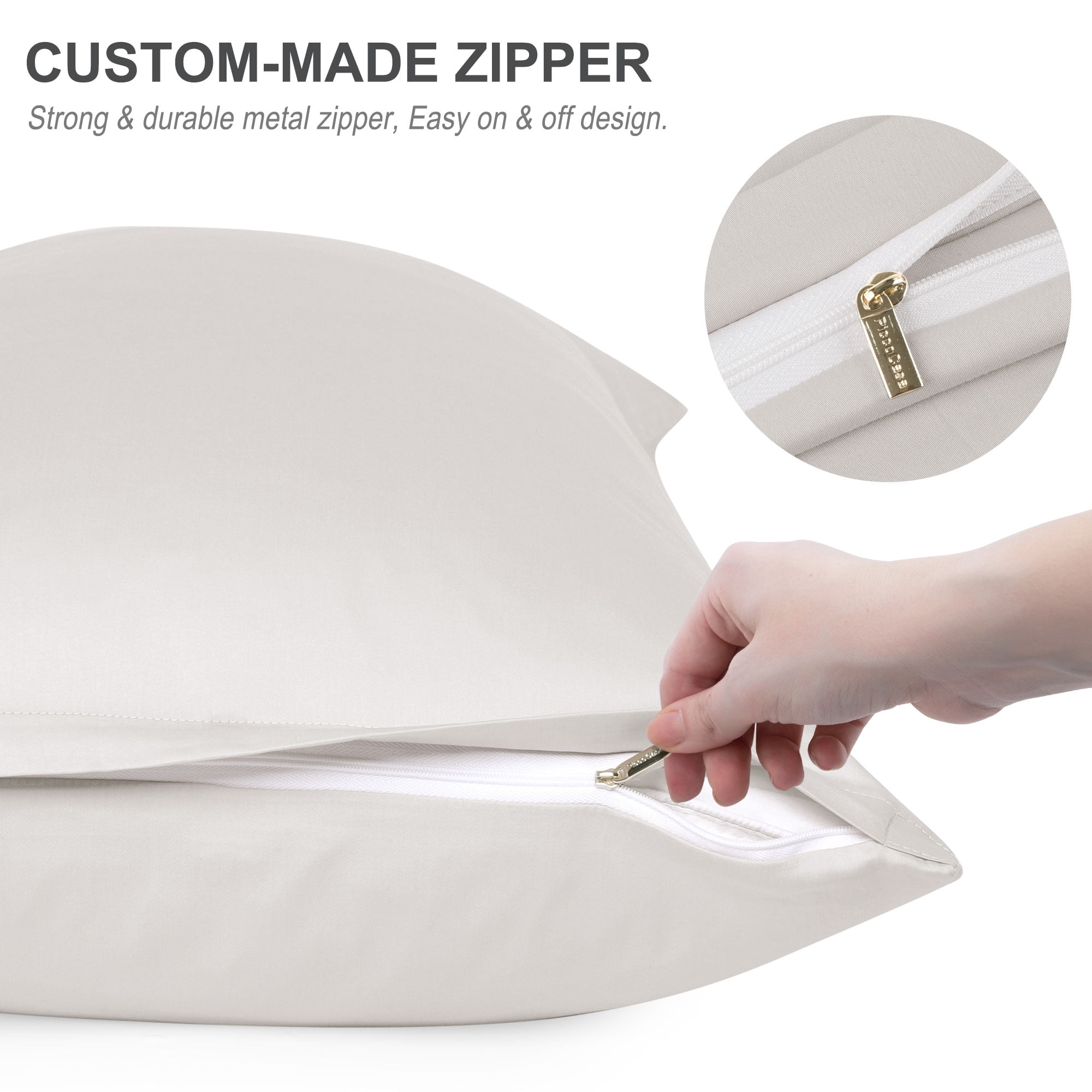 Unique Bargains Cotton Zipper Closure Breathable Body Pillowcase Isabelline 20"x54"