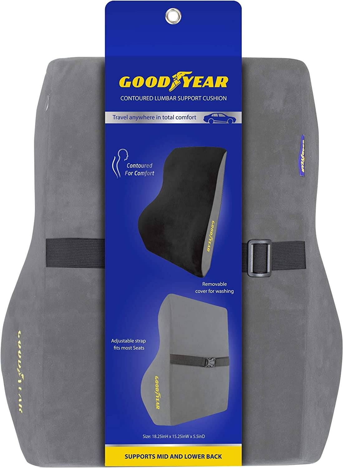 Goodyear GY1238 Seat Cushion with Gel for Car or Office Chair, High Grade  Memory Foam, Non-Slip Bottom