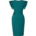 thumbnail image 3 of Women's deep V-neck ruffle sleeve solid color Mid dress casual belt cocktail party work dress slim dress, 3 of 4