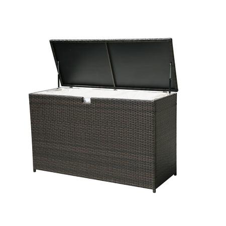 Outdoor Patio Aluminum Frame Wicker Cushion Storage Bin Deck Box Outdoor Patio Aluminum Frame Wicker Cushion Storage Bin Deck Box Espresso Brown