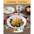 thumbnail image 3 of 15 Inch Round Placemats Set of 4, Christmas Non Slip Heat Insulation PP Table Mats, Winter Snowman Xmas Trees Balls Red Black Plaid Washable Place Mats for Kitchen Dining Party Table Decor, 3 of 7