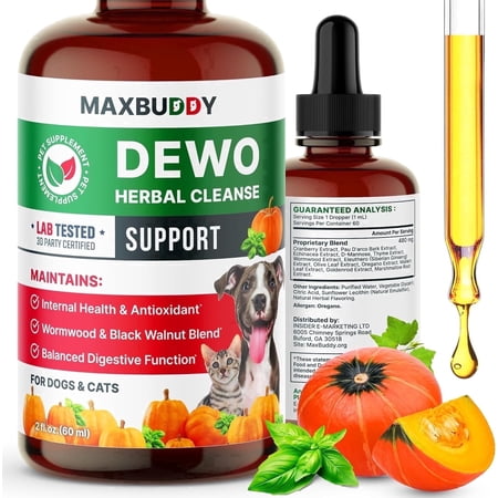 MaxBuddy Intestinal Defense Herbal Drops for Dogs & Cats - Wormwood & Black Walnut, Gut Wellness & Digestive Support, All Breeds & Sizes