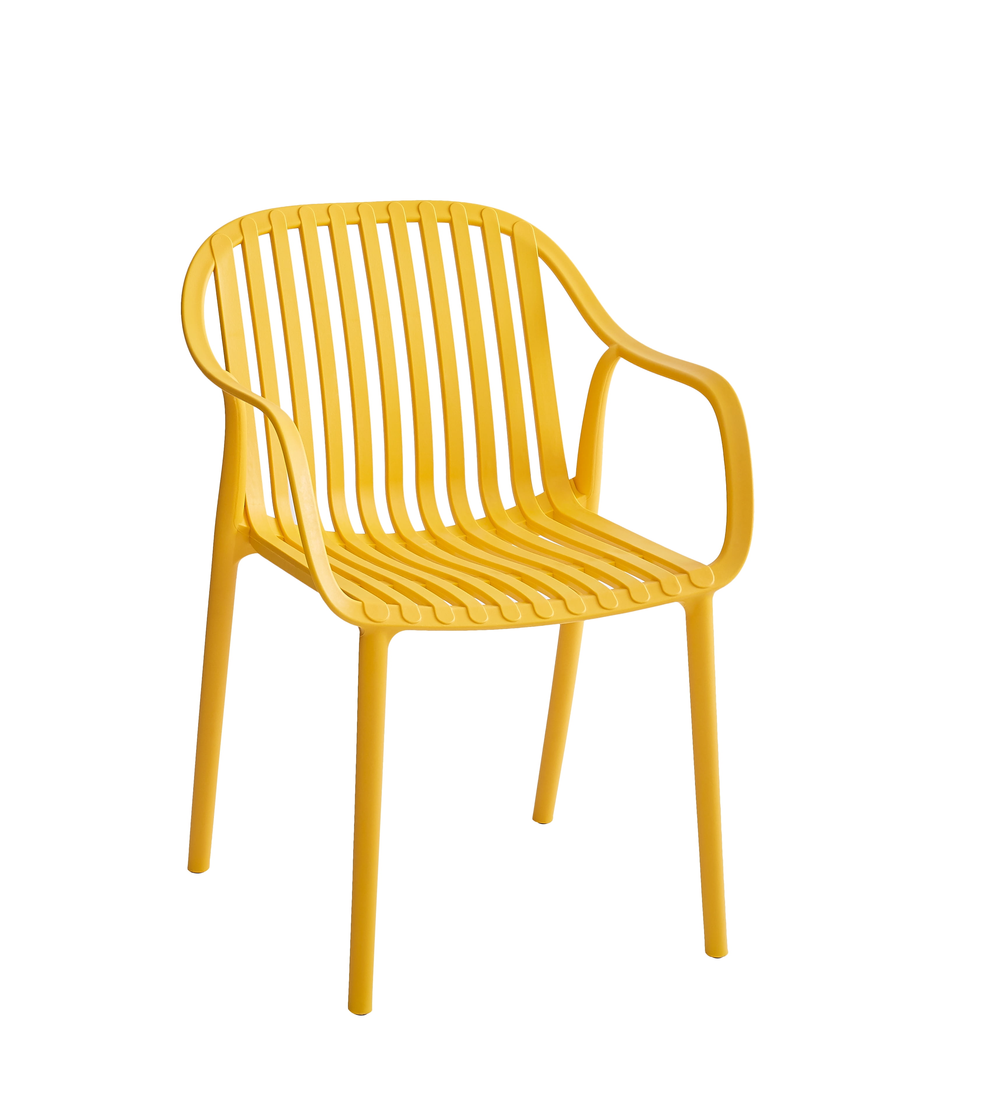 XDECO Stackable Dining Chairs Set, Breathable Modern Indoor/Outdoor Chair with Armrests & Backrest for Patios, Cafes,Home/Commercial Use, 250lbs Heavy Duty, Yellow