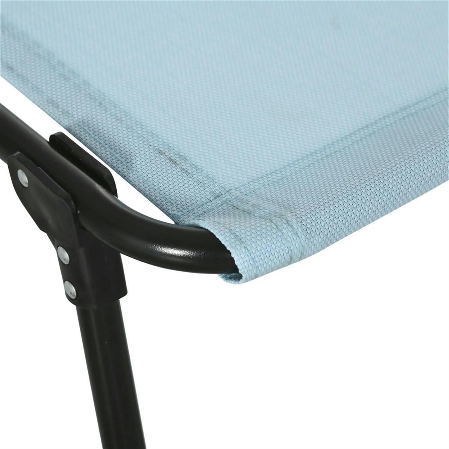 Demi Bonn Outdoor Folding Chaise Lounge with 4-Position Reclining, Mesh Seat & Bungee Back for Beach, Yard, Patio, Blue