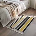 thumbnail image 4 of Area Rug with Tassels 2' x 3', Watercolor Classic Stripe Kitchen Runner Rug for Hallway Bedroom Throw Rugs, Grey Black Yellow Lines Soft Door Mat for Bathroom Entrance Living Room, 4 of 9