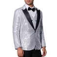 thumbnail image 4 of INSPIRE CHIC Sequin Blazers for Men's Peak Lapel Glitter Sport Coat Wedding Sparkly Suit Jacket, 4 of 5