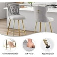 thumbnail image 4 of Bar Stools Set of 2, Velvet Counter Height Bar Stools with Metal Legs, Button Tufted and Nailheads Trim, Wing-Back Bar Chairs for Kitchen Island Dining Room Pub, 4 of 7