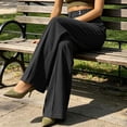 thumbnail image 6 of BRELIL Women Plus Size Wide Leg Trousers High Waisted with Pockets Solid Casual Office Long Pants Loose Fall Winter Fashion Outfits, Black L, 6 of 9