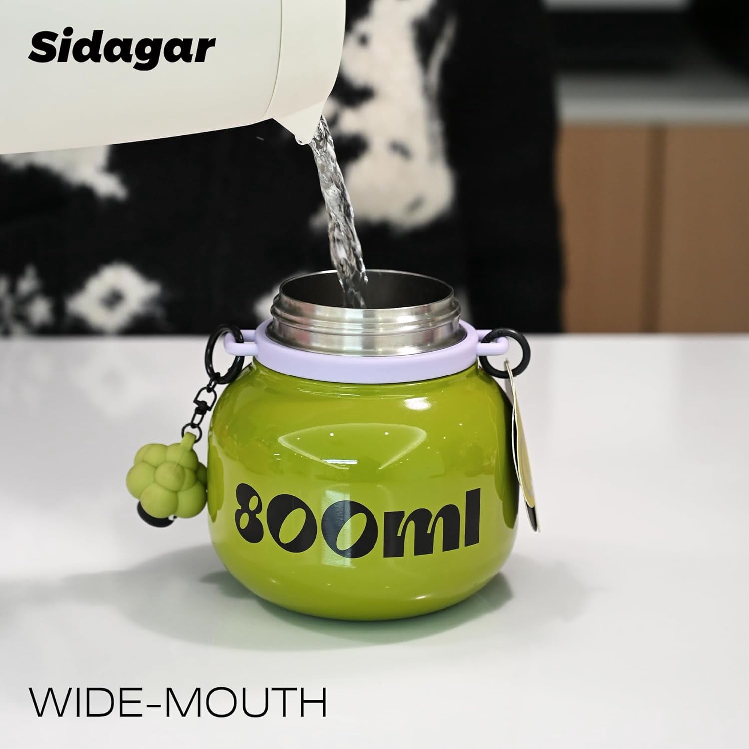 Sidagar 27 oz Stainless Steel Vacuum Insulated Water Bottle with Straw and Carry Handle, Green