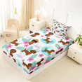 thumbnail image 4 of Homewish Funny Dachshund Animal Twin Sheets,Pretty Hibiscus Flower Bedding,Ocean Wave Decor,3pcs,1 Fitted Sheet and 1 Pillowcase, 4 of 6