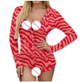 thumbnail image 4 of Brilliant Sleepwear for Women Plus Size Clearance Women’s Valentine's Day Pajamas Love Chrismas Print V-Neck Long Sleeve Sexy Bodysuit Sexy Lingerie Pajamas Romper, 4 of 6