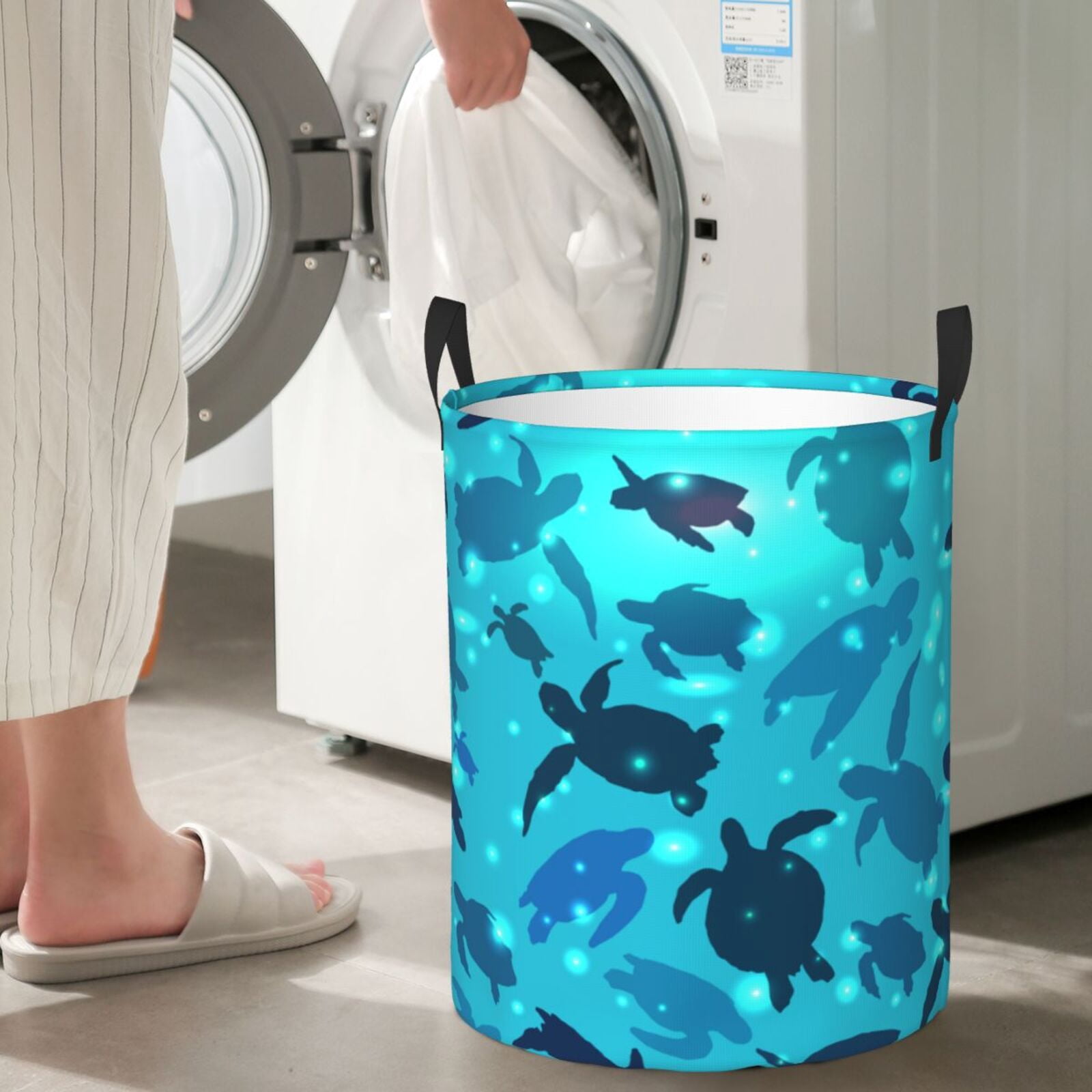Large Laundry Basket with Handles - World Turtle Day Kids Baby Dirty Clothes Laundry Hamper for Bedroom Aesthetic