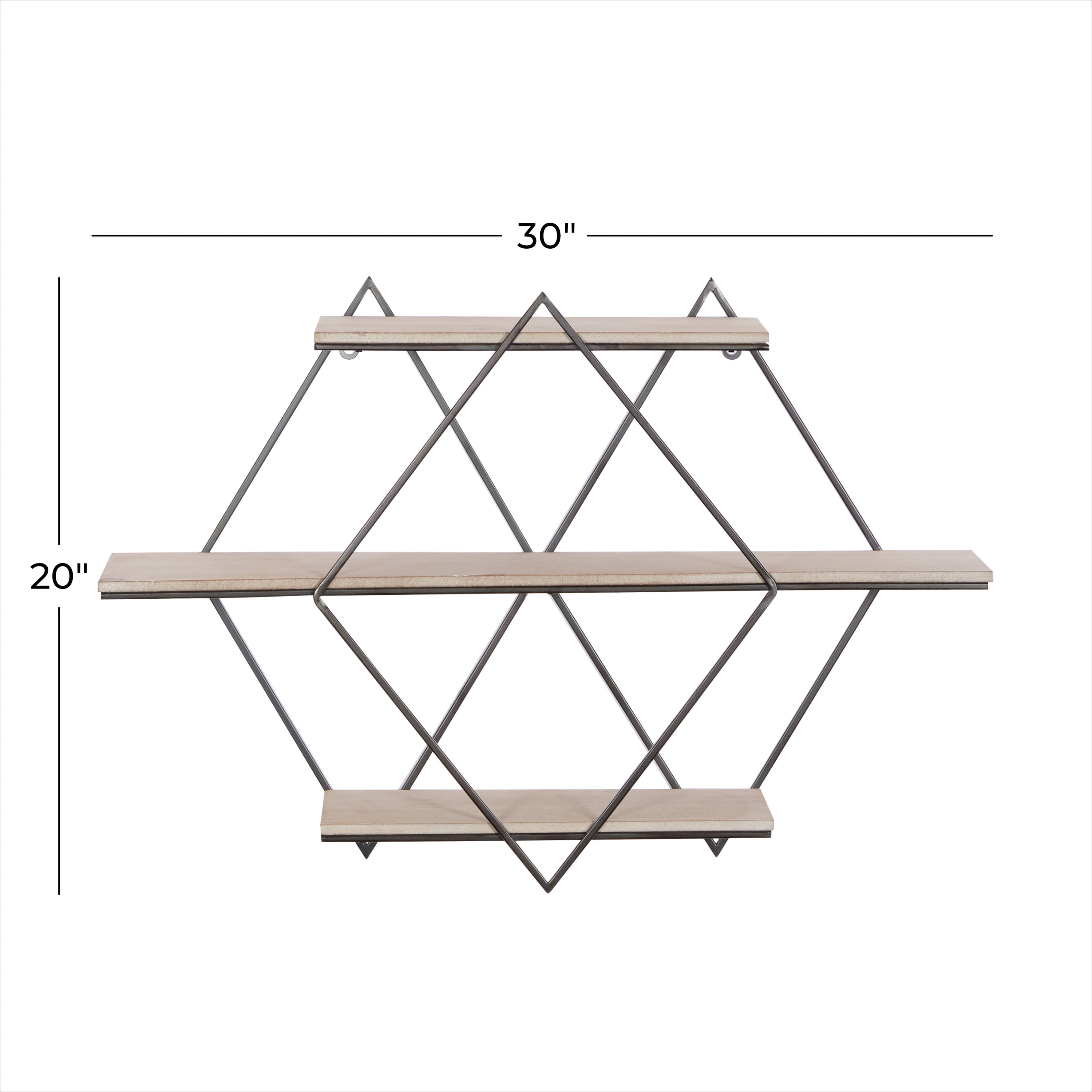 DecMode Brown Wood Contemporary Wall Shelf