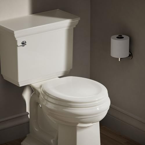 Stonewood Quiet-Close, Round Toilet Seat Soft Close, Durable Wood, Easy Installation, Universal Fit, Home Essentials, Biscuit Finish, K-20467-96 (Pack of 4)